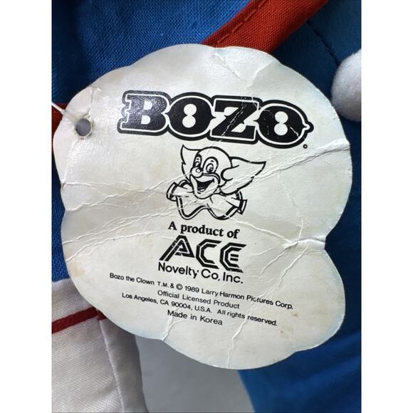 Bozo The Clown Plush Doll Toy 1989 Ace Novelty Co 16" Inches Tall Larry Harmon - Picture 3 of 8